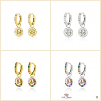 Pendientes Aros de Plata Con Circonitas 10 mm