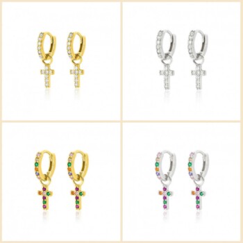 Pendientes Aros 10 mm cruces