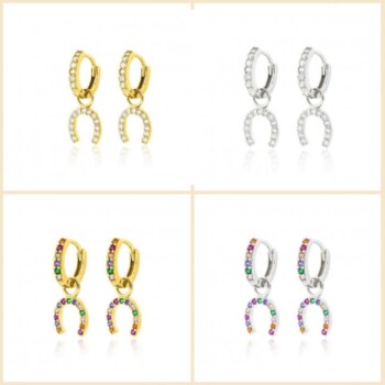 Pendientes Aros herraduras de Plata Con Circonitas 10mm