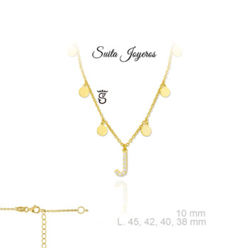Gargantilla Plata Dorada Circonitas e Inicial J.