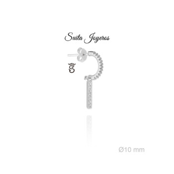 Pendiente De Aro Con Circonitas y Colgante Inicial I