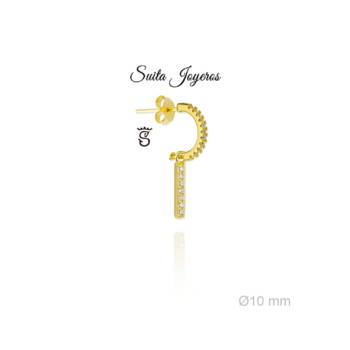 Pendiente Dorado De Aro Con Circonitas e Inicial I