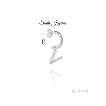 Pendiente De Aro Con Circonitas y Colgante Inicial V