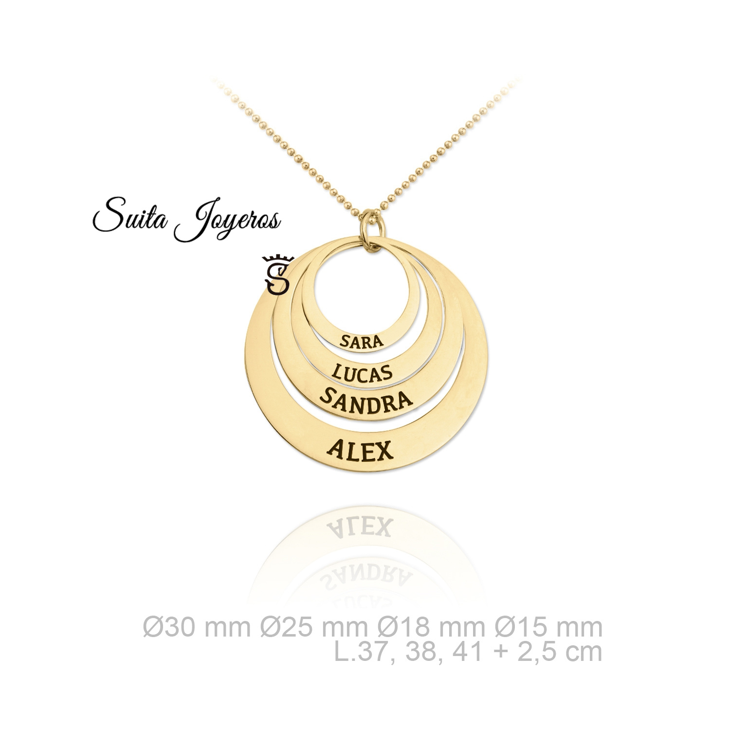 Colgante Anillo Ruso Plata Dorado Cuádruple