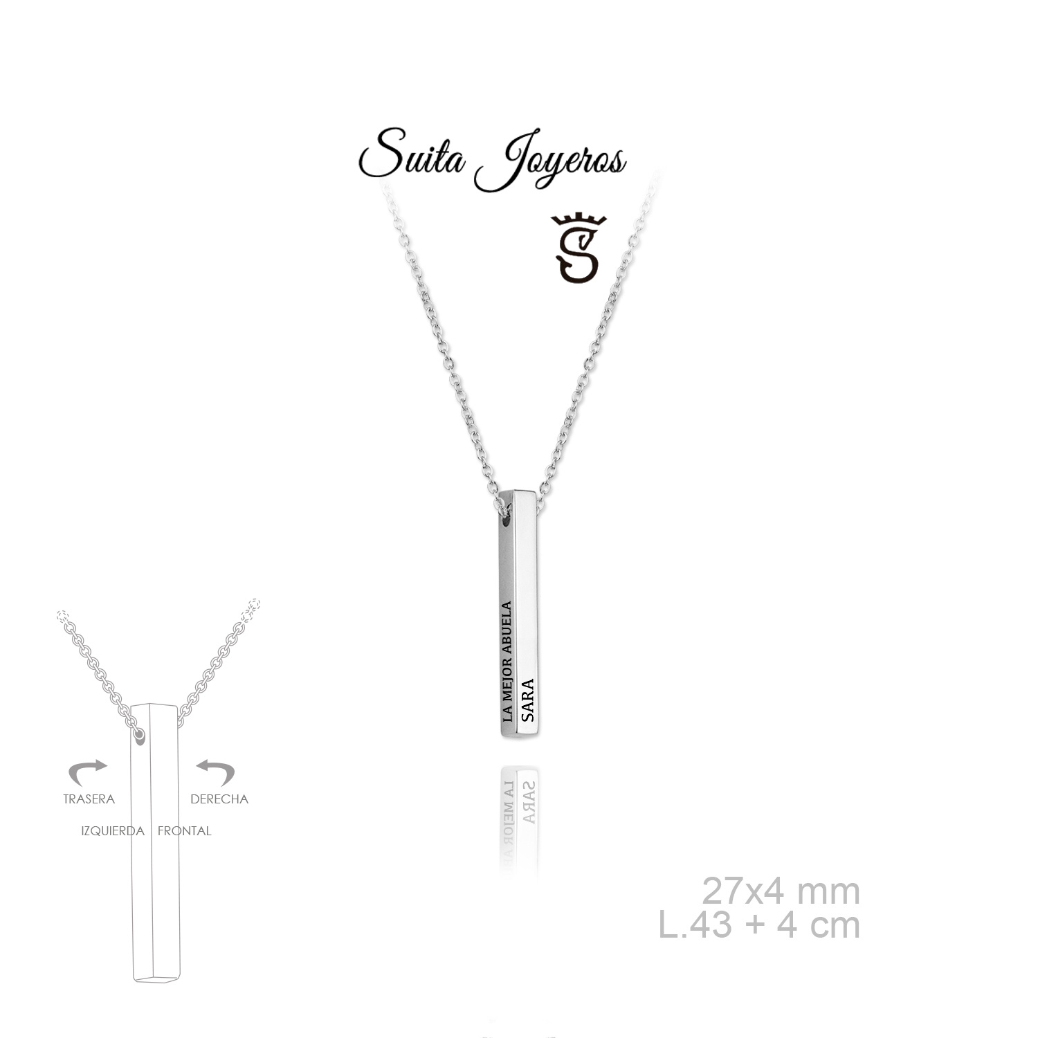 Gargantilla en Plata de Ley Lingote (3Caras)