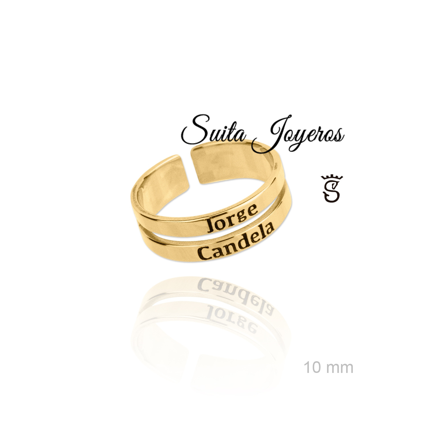Sortija doble en Plata de Ley Dorada