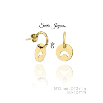 Pendientes Aro Plata Dorada De Ley Con Colgante