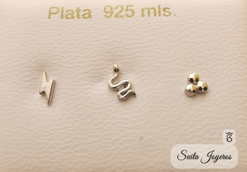 Conjunto De Pendientes De Plata Mini