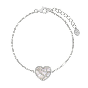Pulsera Corazón Nácar Plata