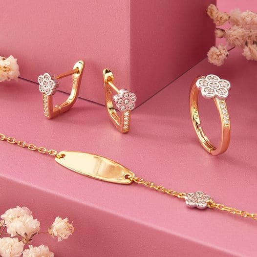 Pendientes flor dorado circonitas - Imagen 2