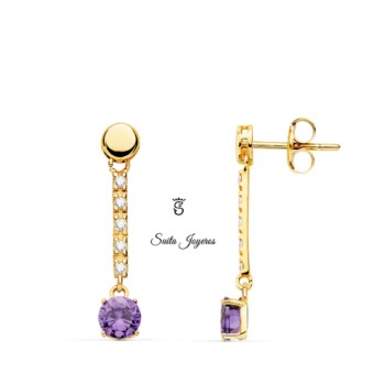 Pendientes Georgia Largos Oro y Circonitas