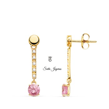 Pendientes Georgia Largos Oro y Circonitas