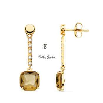 Pendientes Georgia Largos Oro y Circonitas