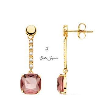 Pendientes Georgia Largos Oro y Circonitas