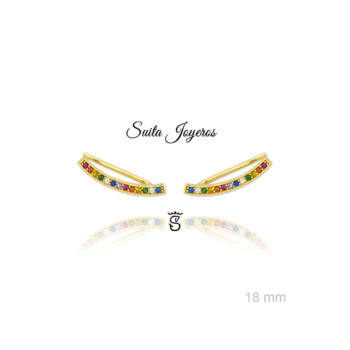 Pendientes Trepadores De Plata De Ley Con Zirconitas