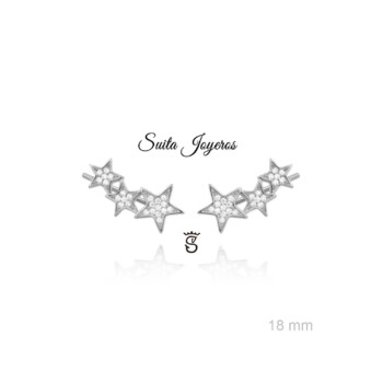 Pendientes Trepadores De Plata De Ley Con Zirconitas