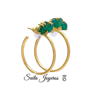 Pendientes Aro Flor Verde