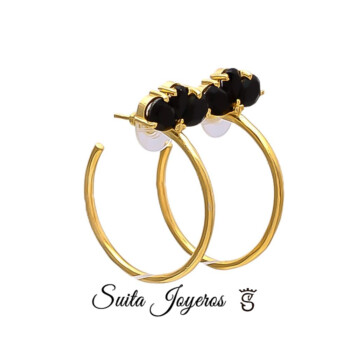 Pendientes Aro Flor Negra