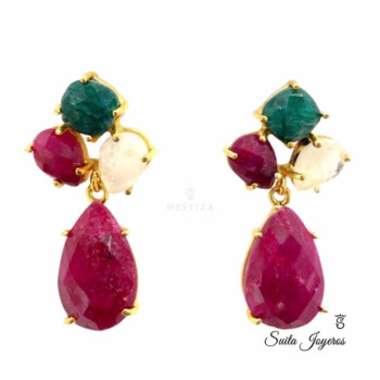 Pendientes Inle Esmeralda,Luna y Rubí