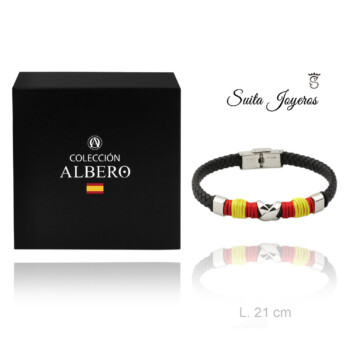 Pulsera Almonte bandera de España Cuero y Acero