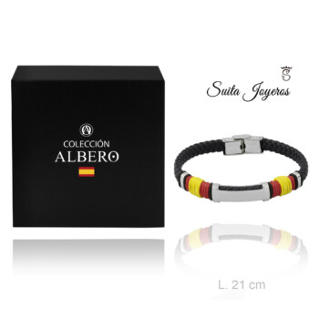 Pulsera Aragón bandera de España Cuero y Acero