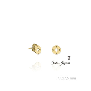 Pendientes De Plata Dorada Rosa Vientos