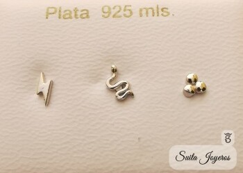 Conjunto De Pendientes De Plata Mini
