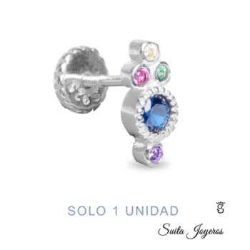 Pendiente Piercing Plata y Circonitas