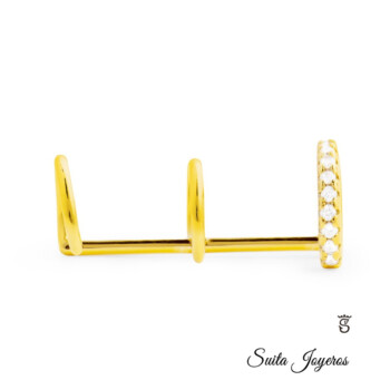 Pendiente Earcuff Plata Dorada y Circonitas