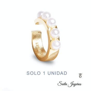 Pendiente Earcuff Plata Dorada y Circonitas