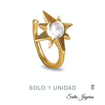 Pendiente Earcuff Plata Dorada y Circonitas
