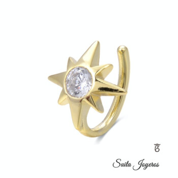 Pendiente Earcuff Plata Dorada y Circonitas