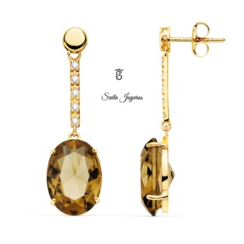 Pendientes Georgia Largos Oro y Circonitas