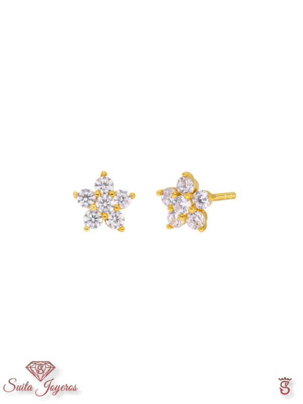 Pendientes flor circonitas dorado