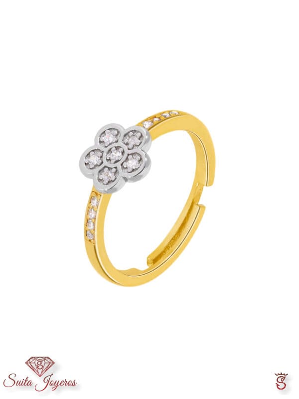 Anillo flor Dorado Circonitas