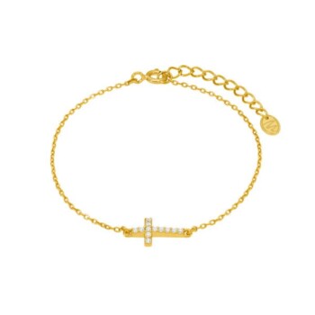Pulsera cruz plata Dorada