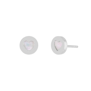 Pendientes Corazón Nácar plata