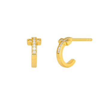 Pendientes cruz plata Dorado