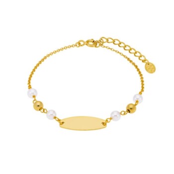Pulsera Esclava Perlas Dorada