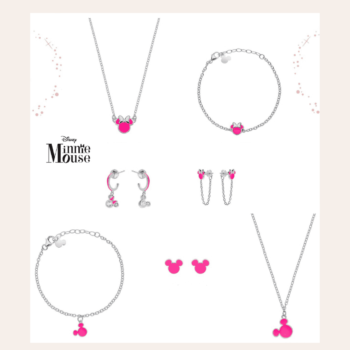 joyas mickey minnie plata esmalte rosa