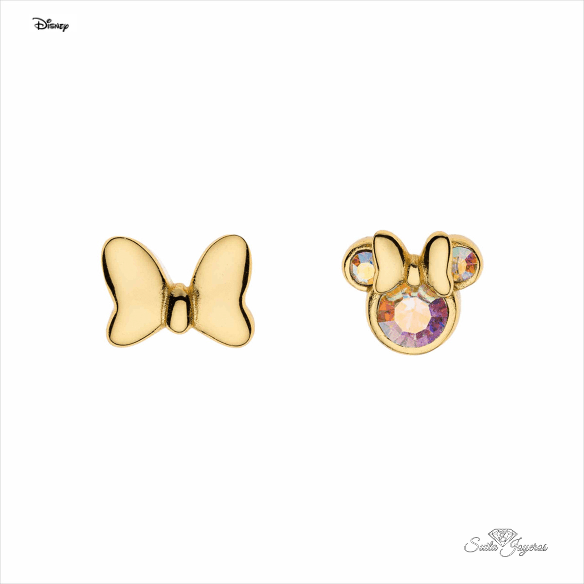 pendientes minnie plata dorada