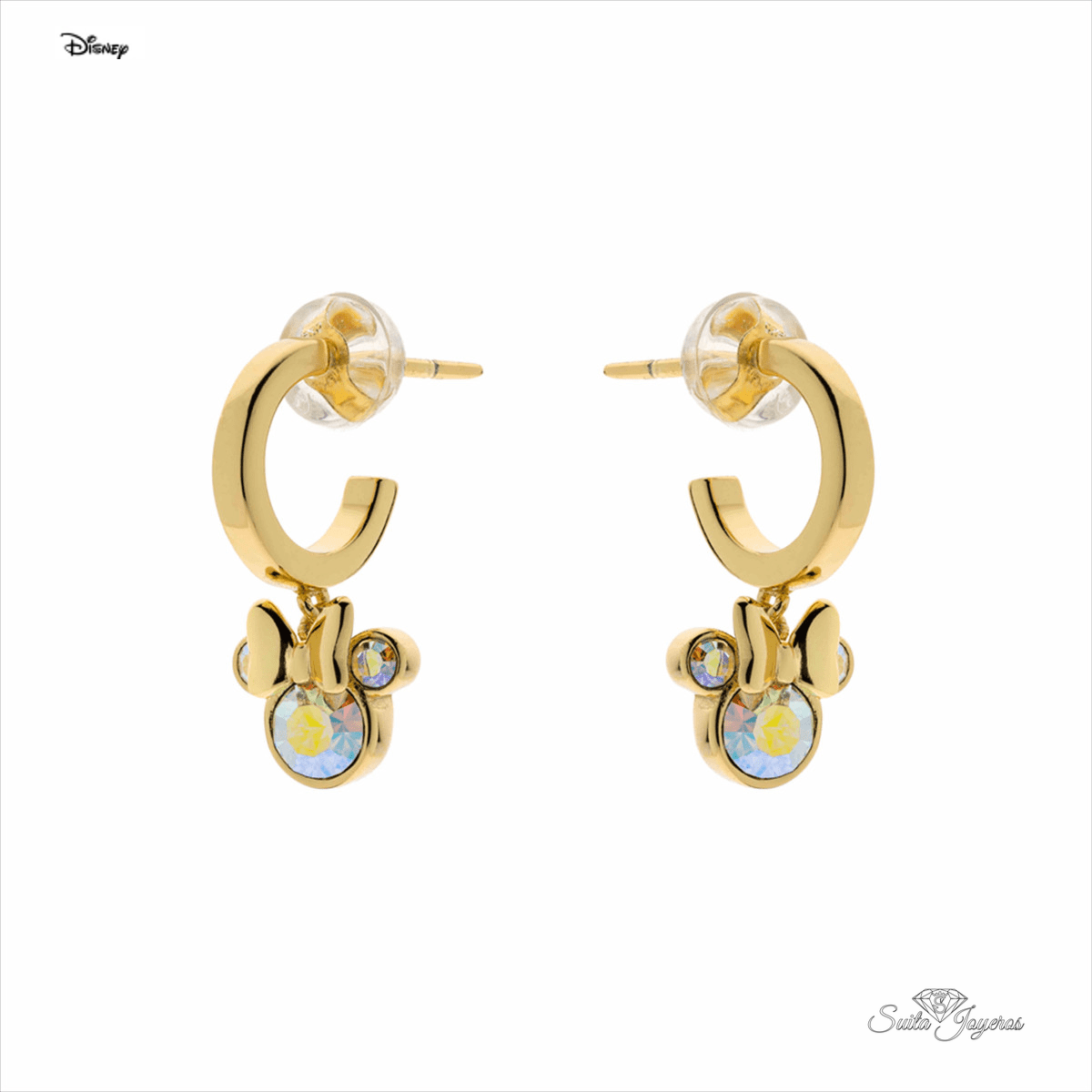 pendientes aro minnie plata dorada