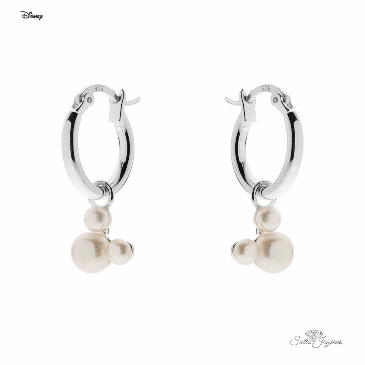 pendientes de aro minnie perla natural