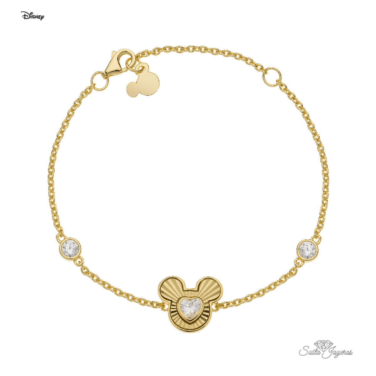 pulsera mickey plata dorada