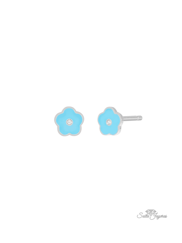 pendientes marea flor azul