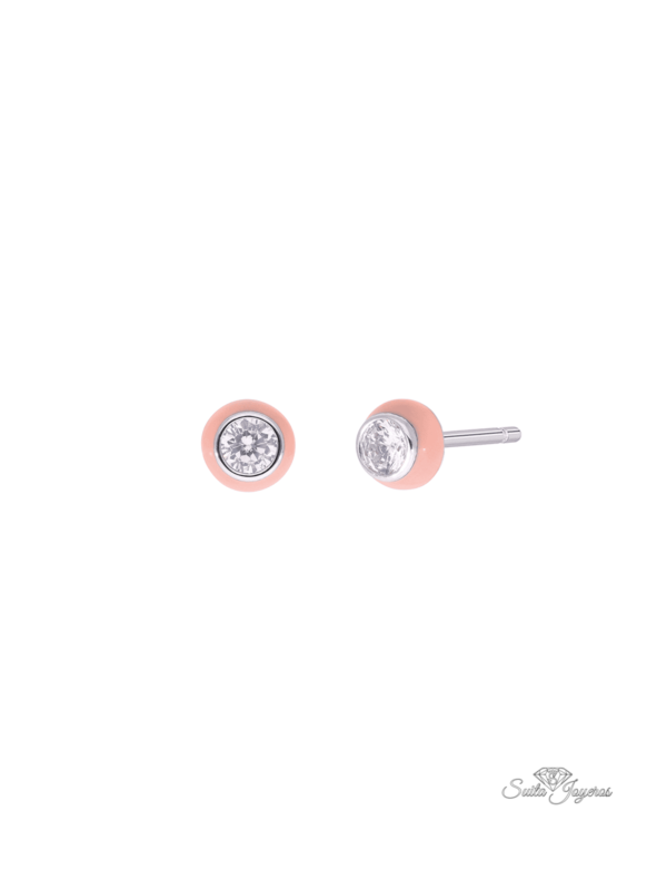 pendientes presión esmalte marea rosa