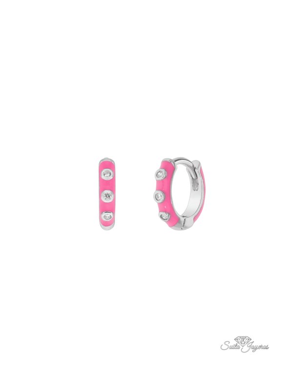 pendientes aro esmalte marea fucsia