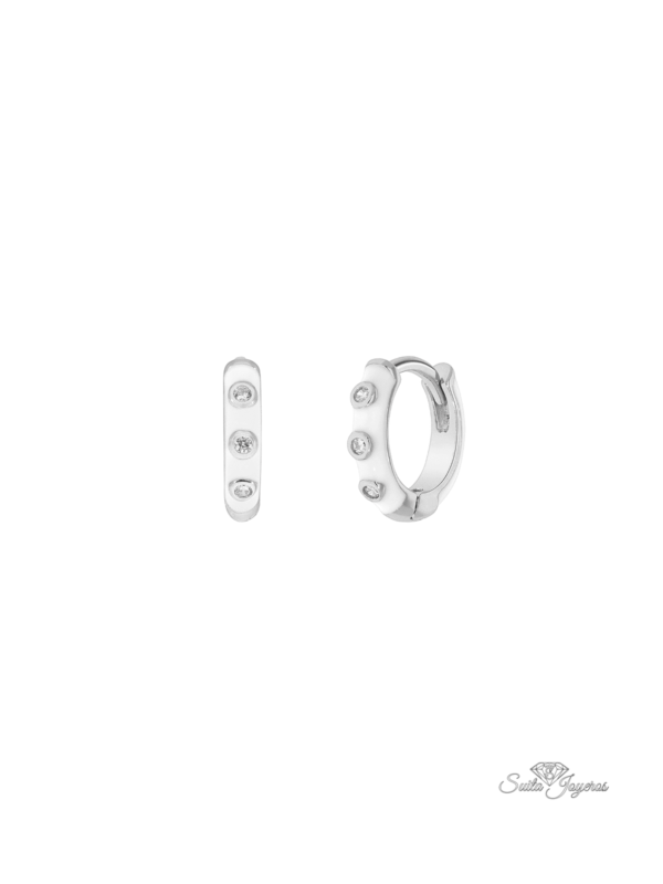 pendientes aro esmalte marea blanco