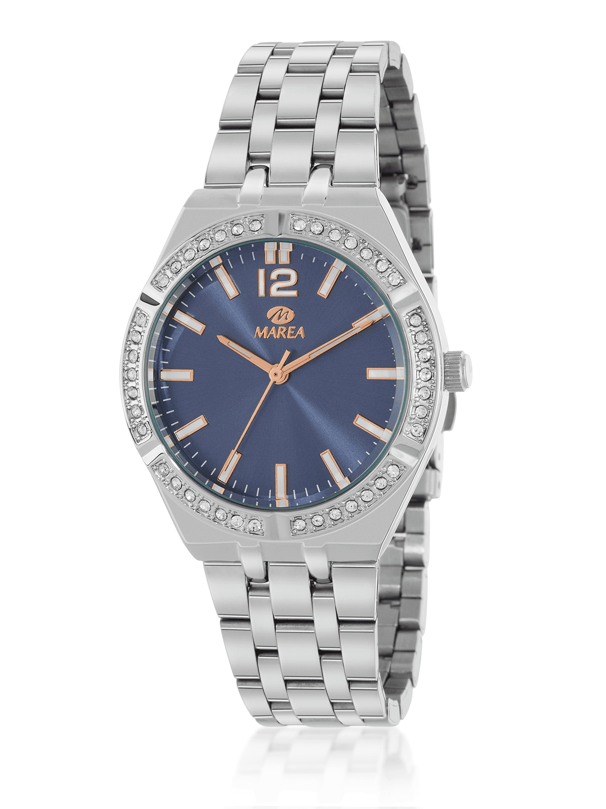 Reloj Marea B41382/3 mujer esfera azul con detalles rosé acero inoxidable elegante moderno