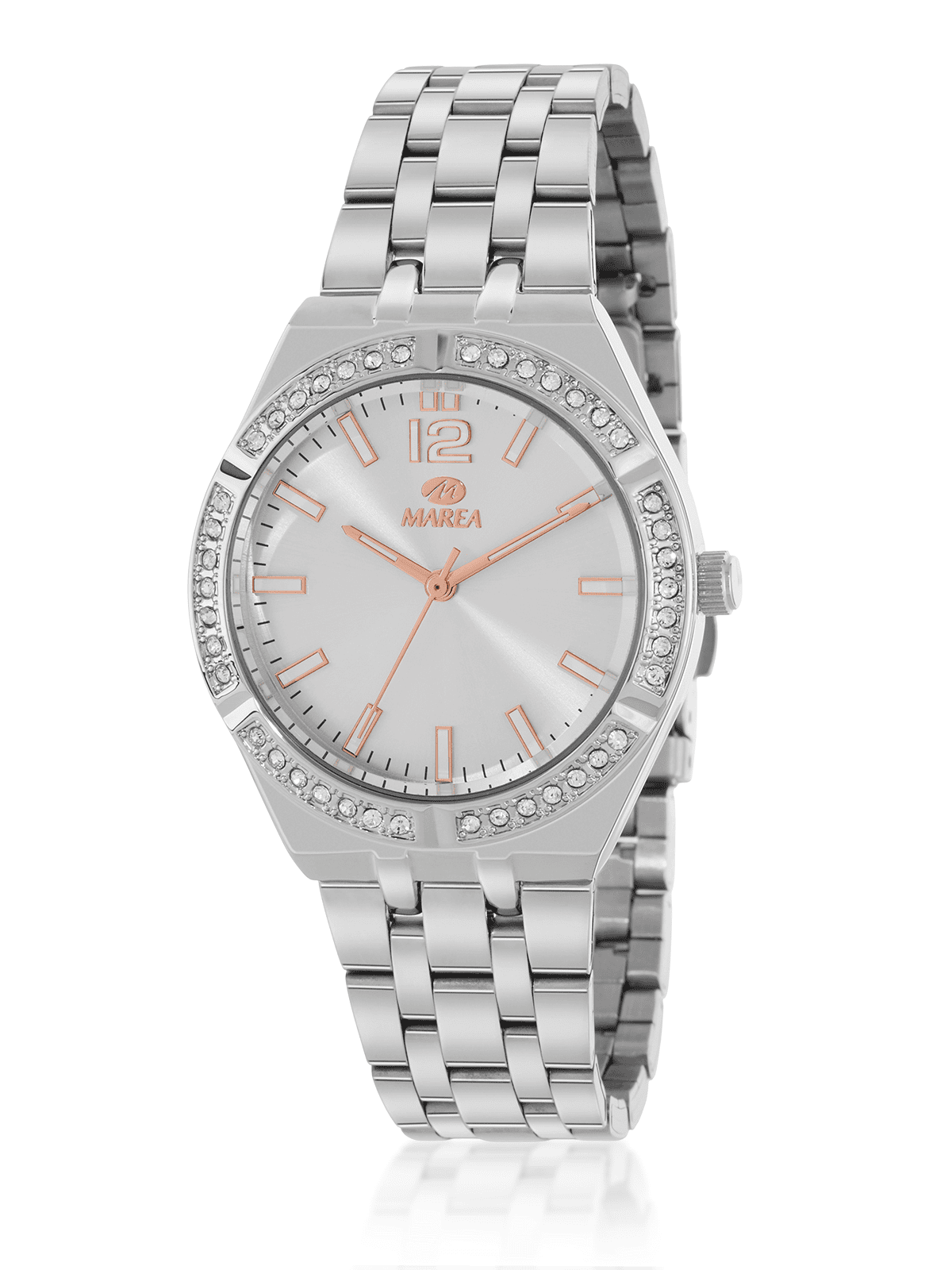 Reloj Marea B41382/2mujer esfera blanca con circonitas plateadas acero inoxidable elegante clásico
